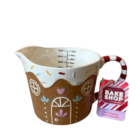 The Bake Shop Christmas Gingerbread House Measuring Jug 4 Cup Holiday New - Picture 1 of 15